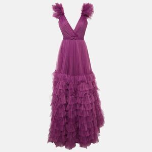 Ana Radu Purple Tulle Ruffled Gown Xxl